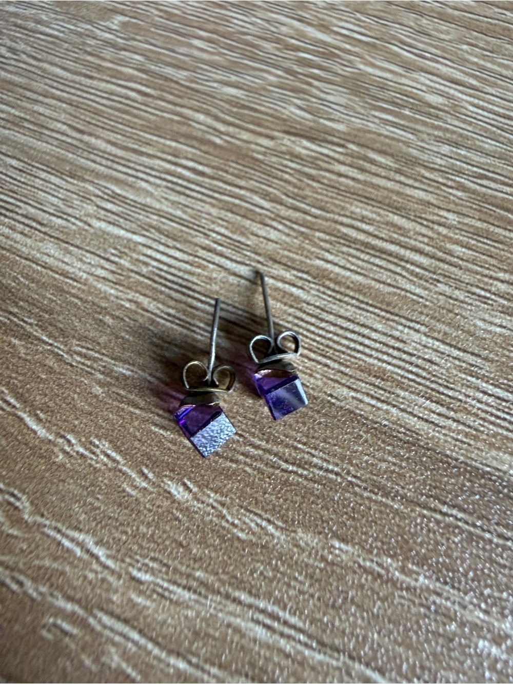 Purple Crystal Square Stud Earrings